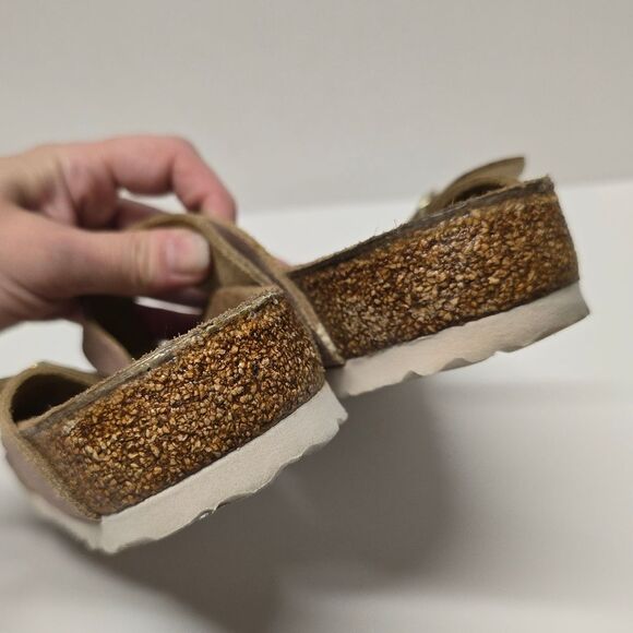 Birkenstock Gizeh Washed Pink Metallic Suede Sandals Women's 8 - Picture 5 of 9